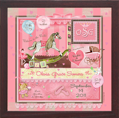 Vintage Toys Rocking Horse Pink Monogram Very Special Newborn Gift Customized Nursery Wall Decor